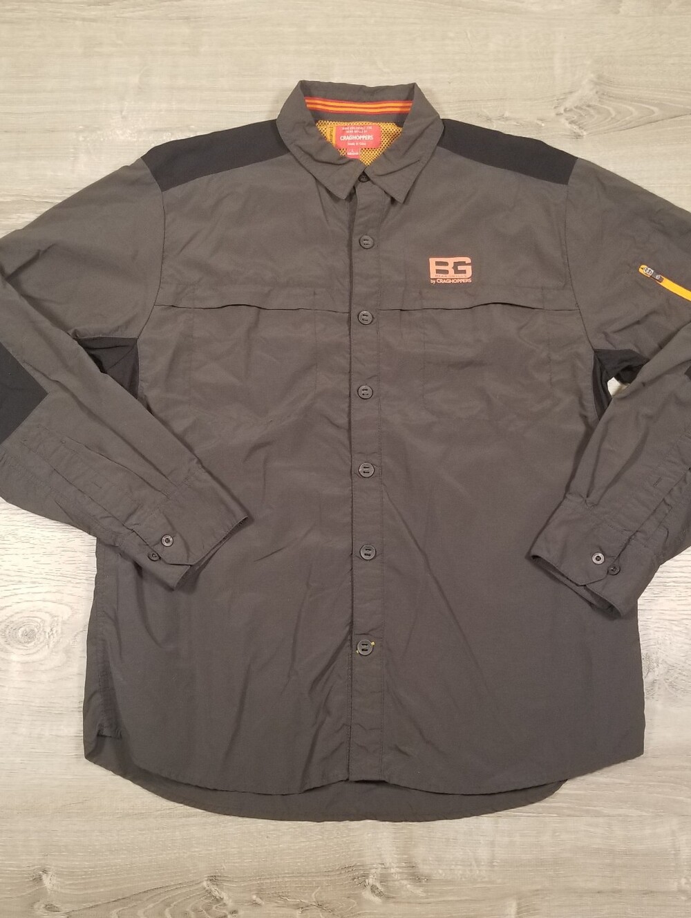 Bear Grylls Craghoppers Shirt Mens Large Gray Long Sleeve Button Up Hiking